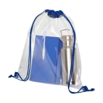 Transparent drawstring bag with coloured cords royal blue colour