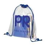 Transparent drawstring bag with coloured cords royal blue colour