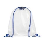 Transparent drawstring bag with coloured cords royal blue colour