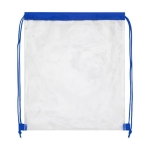 Transparent drawstring bag with coloured cords royal blue colour