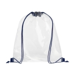 Transparent drawstring bag with coloured cords navy-blue colour