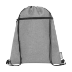 Recycled drawstring backpack with pocket grey colour