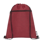 Recycled drawstring backpack with pocket dark red colour