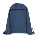 Recycled drawstring backpack with pocket navy-blue colour