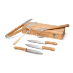 6-piece grill set, bamboo & stainless steel, in a case natural colour