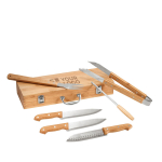 6-piece grill set, bamboo & stainless steel, in a case main view