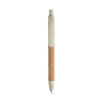 Eco-friendly cork and wheat pen with blue ink light-green colour first view