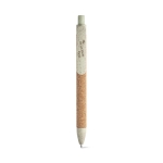 Eco-friendly cork and wheat pen with blue ink light-green colour image with logo 2