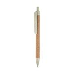 Eco-friendly cork and wheat pen with blue ink light-green colour second view