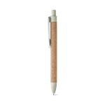 Eco-friendly cork and wheat pen with blue ink light-green colour