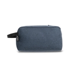 Recycled toiletry bag with front pocket and handle blue colour second view