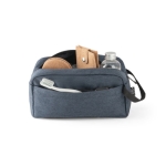 Recycled toiletry bag with front pocket and handle blue colour third view