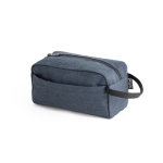 Recycled toiletry bag with front pocket and handle blue colour