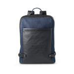 Stylish laptop backpack with mixed materials, 15.6'' denim blue colour first view