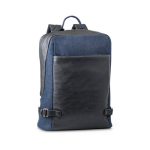 Stylish laptop backpack with mixed materials, 15.6'' denim blue colour