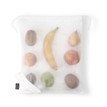 Foldable mesh bag made of 190T RPET for fruit & veg shopping white colour third view