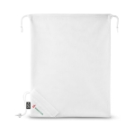 Foldable mesh bag made of 190T RPET for fruit & veg shopping white colour image with logo