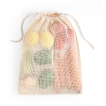 Cotton fruit bag with mesh print, 120 g/m2, Medium Fruits natural colour first view