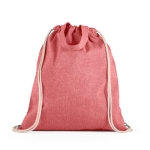 Recycled cotton drawstring bag with handles, 140 g/m2 red colour