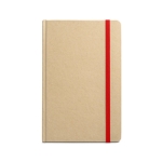 A5 notebook, recycled paper, cardboard cover red colour first view