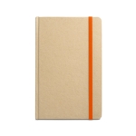 A5 notebook, recycled paper, cardboard cover orange colour first view