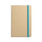 A5 notebook, recycled paper, cardboard cover light blue colour first view