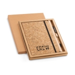 Set of cork notebook and ballpoint pen in gift box, A5 natural colour image with logo 6