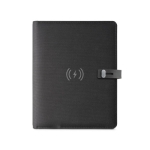 Folder with wireless charger, notepad, A5 black colour first view