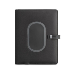 Folder with wireless charger, notepad, A5 black colour