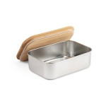 Airtight steel lunch box with bamboo lid, 800 ml, Scandi silver colour third view