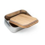 Airtight steel lunch box with bamboo lid, 800 ml, Scandi silver colour fourth view