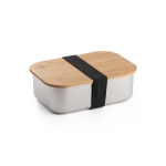 Airtight steel lunch box with bamboo lid, 800 ml, Scandi silver colour