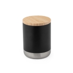 Stainless steel thermal mug with bamboo lid, 370 ml black colour