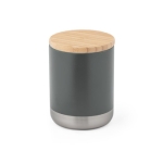 Stainless steel thermal mug with bamboo lid, 370 ml dark grey colour