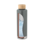 Steel bottle with bamboo lid, metallic strip, 640 ml dark grey colour fourth view