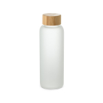 Matte glass bottle with bamboo lid, 500ml white colour