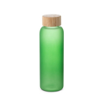 Matte glass bottle with bamboo lid, 500ml light-green colour