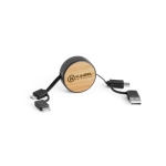 Charging cable with micro USB, double-sided plug black colour image with logo