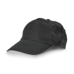 Cotton caps with logo and hook-and-loop closure, 175 g/m² black colour