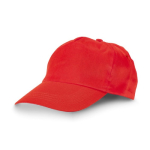 Cotton caps with logo and hook-and-loop closure, 175 g/m² red colour