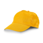 Cotton caps with logo and hook-and-loop closure, 175 g/m² yellow colour