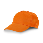 Cotton caps with logo and hook-and-loop closure, 175 g/m² orange colour