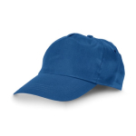 Cotton caps with logo and hook-and-loop closure, 175 g/m² royal blue colour