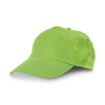 Cotton caps with logo and hook-and-loop closure, 175 g/m² light-green colour