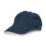 Cotton caps with logo and hook-and-loop closure, 175 g/m² navy-blue colour