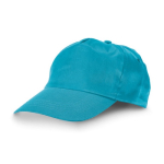 Cotton caps with logo and hook-and-loop closure, 175 g/m² light blue colour