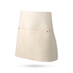 Wool and linen apron with 3 pockets, 260 g/m2, Multipocket natural colour