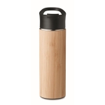 Double-walled stainless steel thermos with bamboo, 450 ml wood colour second view