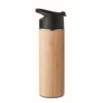 Double-walled stainless steel thermos with bamboo, 450 ml wood colour third view