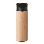 Double-walled stainless steel thermos with bamboo, 450 ml wood colour fourth view